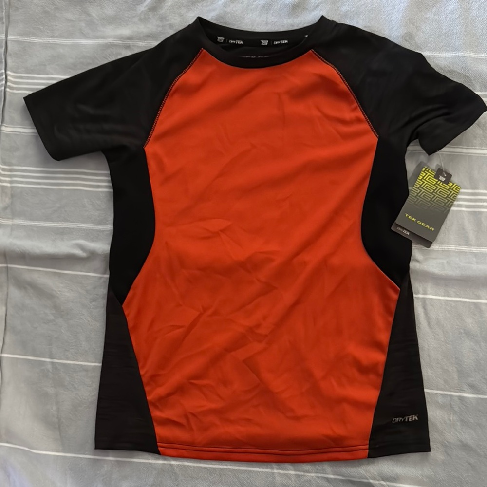 Tek Gear DryTek Orange and Black Active Top